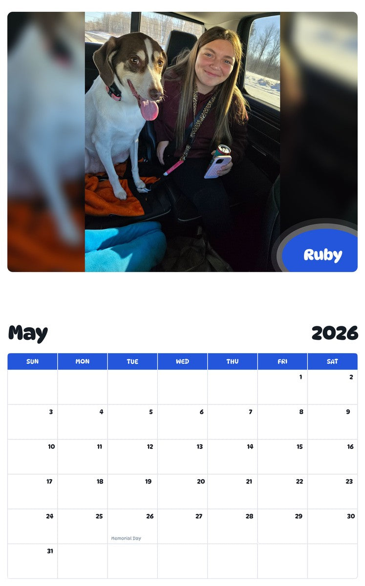 2026 - 2027 Ruby - Pawidols Pet Calendar