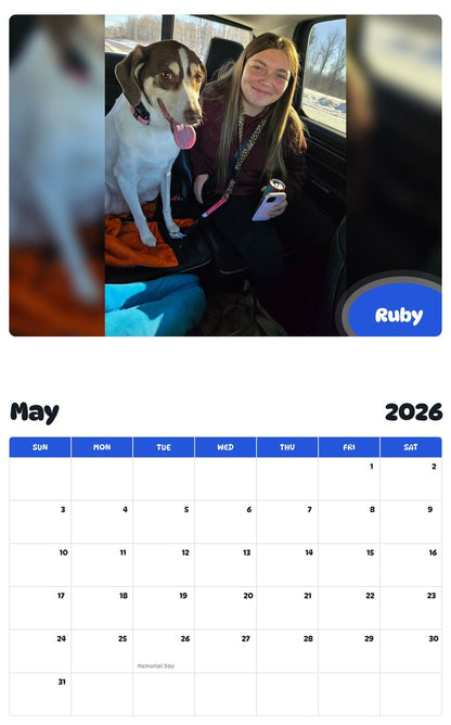 2026 - 2027 Ruby - Pawidols Pet Calendar