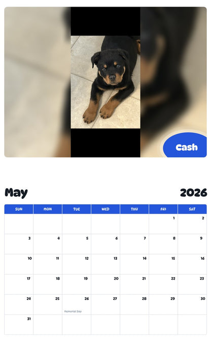 2026 - 2027 Cash - Pawidols Pet Calendar