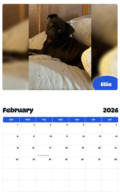 October 2025 - September 2026 Ellie - Pawidols Pet Calendar