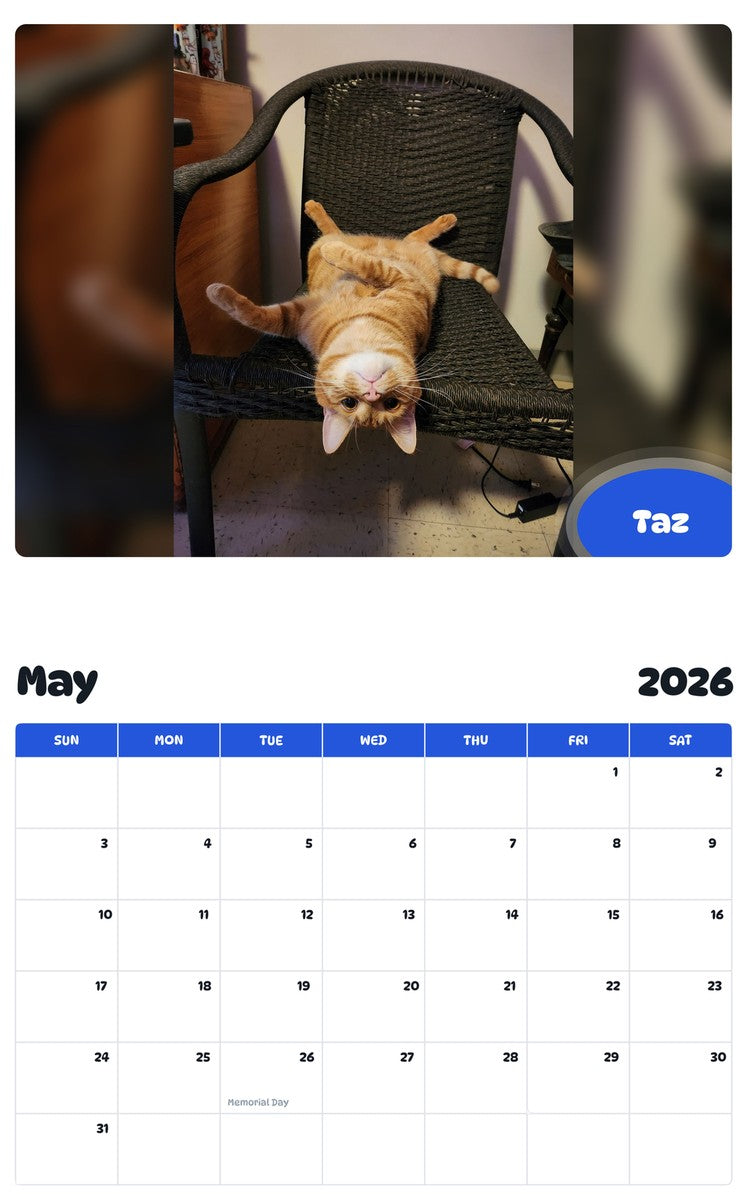 2026 - 2027 Taz - Pawidols Pet Calendar