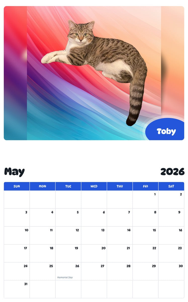 2026 - 2027 Toby - Pawidols Pet Calendar