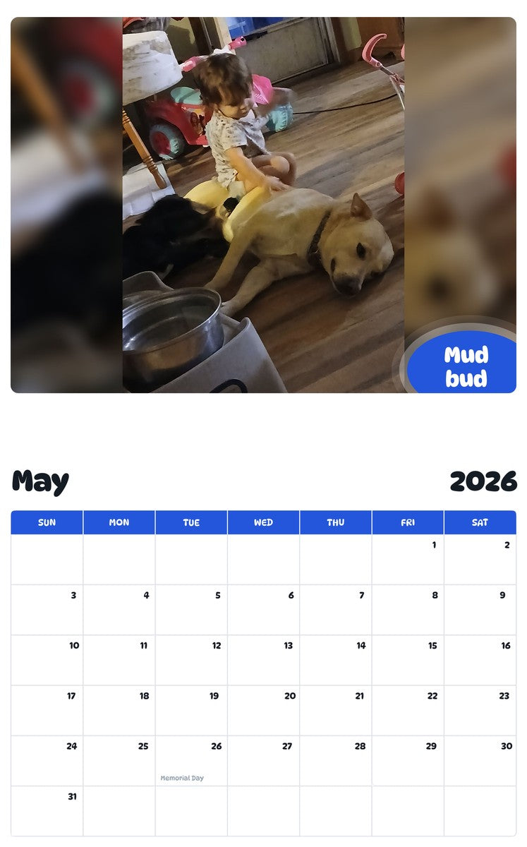 2026 - 2027 Mud bud - Pawidols Pet Calendar