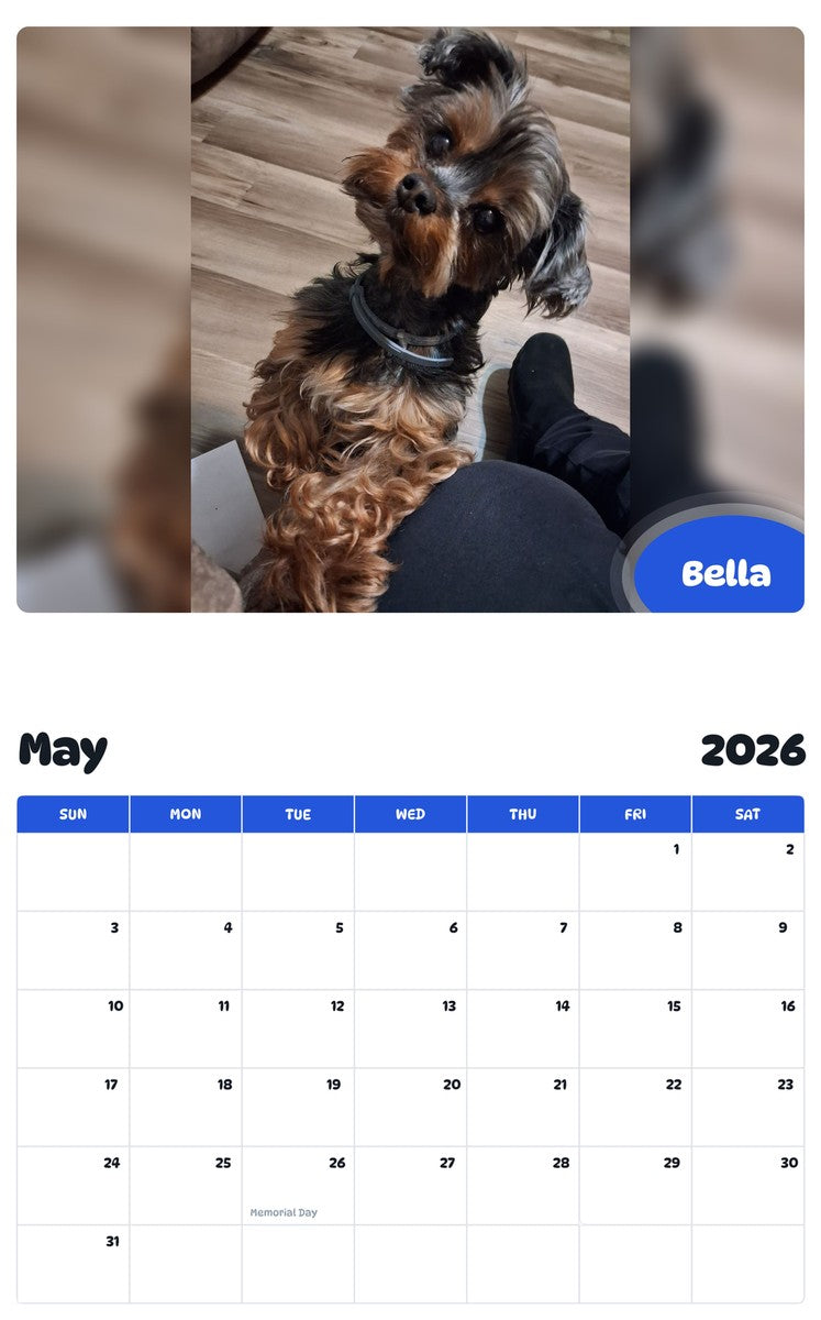 2026 - 2027 Bella - Pawidols Pet Calendar