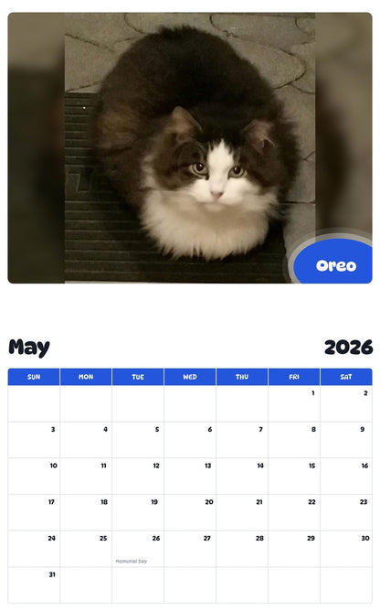 2026 - 2027 Oreo - Pawidols Pet Calendar