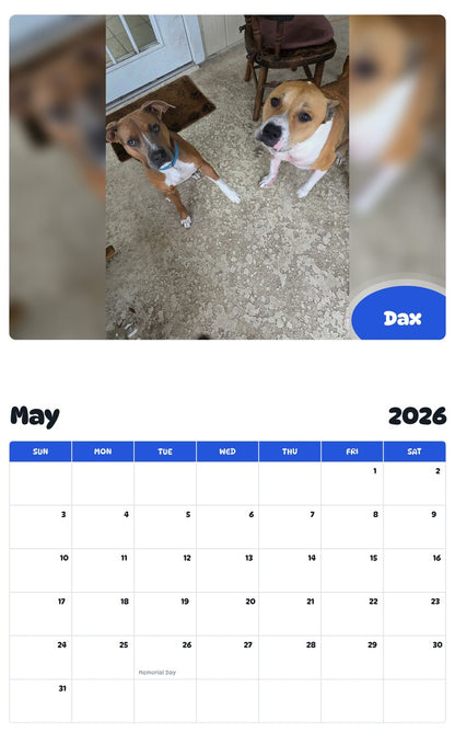 2026 - 2027 Dax - Pawidols Pet Calendar