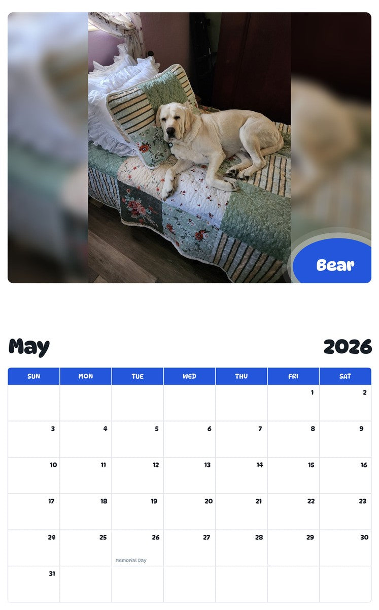 2026 - 2027 Bear - Pawidols Pet Calendar