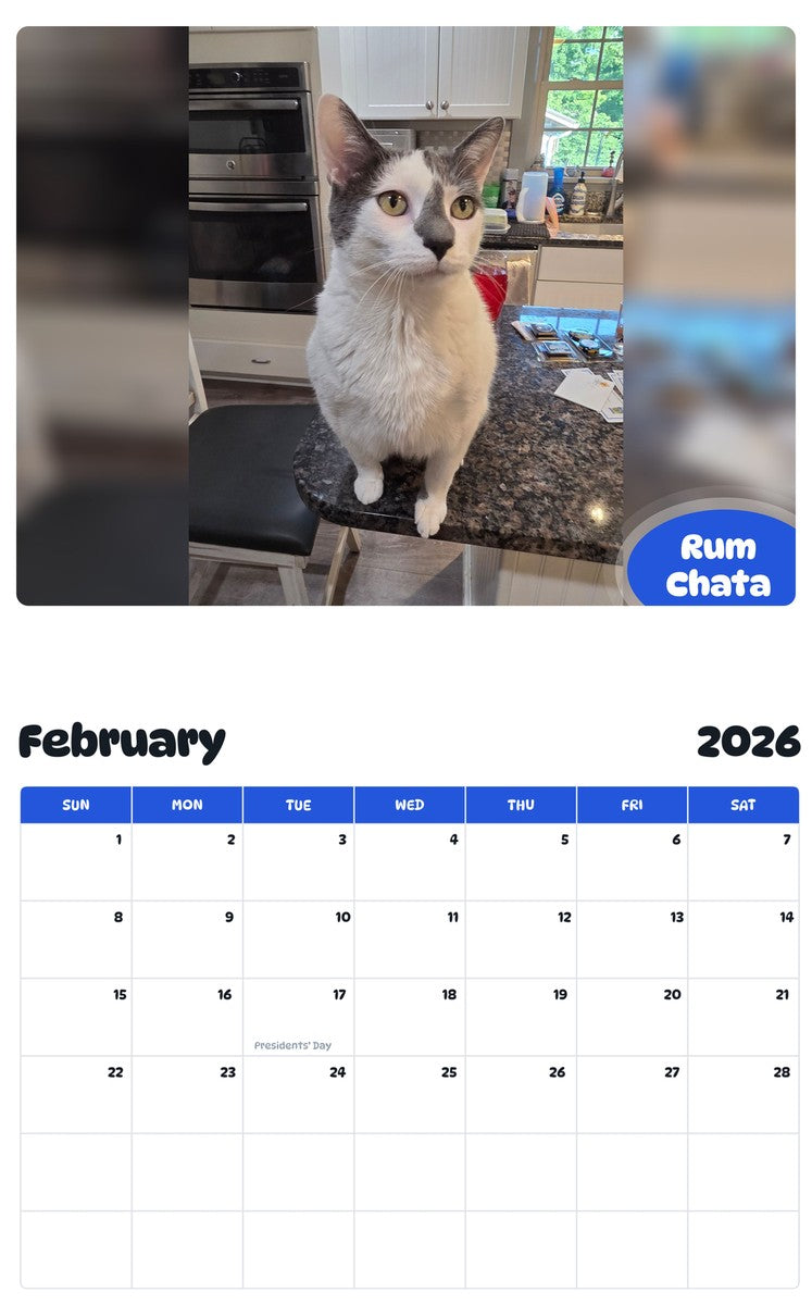 October 2025 - September 2026 Rum Chata - Pawidols Pet Calendar