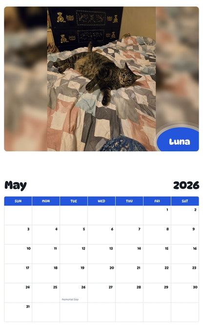 2026 - 2027 Luna - Pawidols Pet Calendar