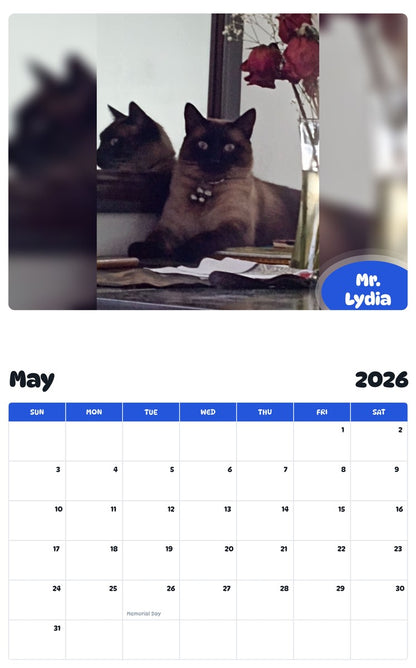 2026 - 2027 Mr. Lydia - Pawidols Pet Calendar