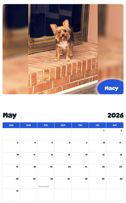 2026 - 2027 Macy - Pawidols Pet Calendar