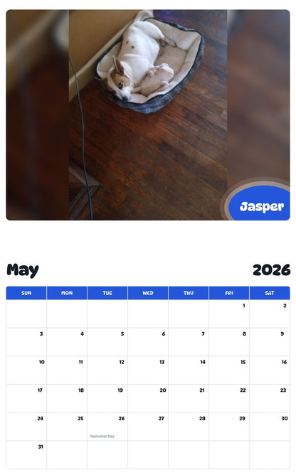 2026 - 2027 Jasper - Pawidols Pet Calendar