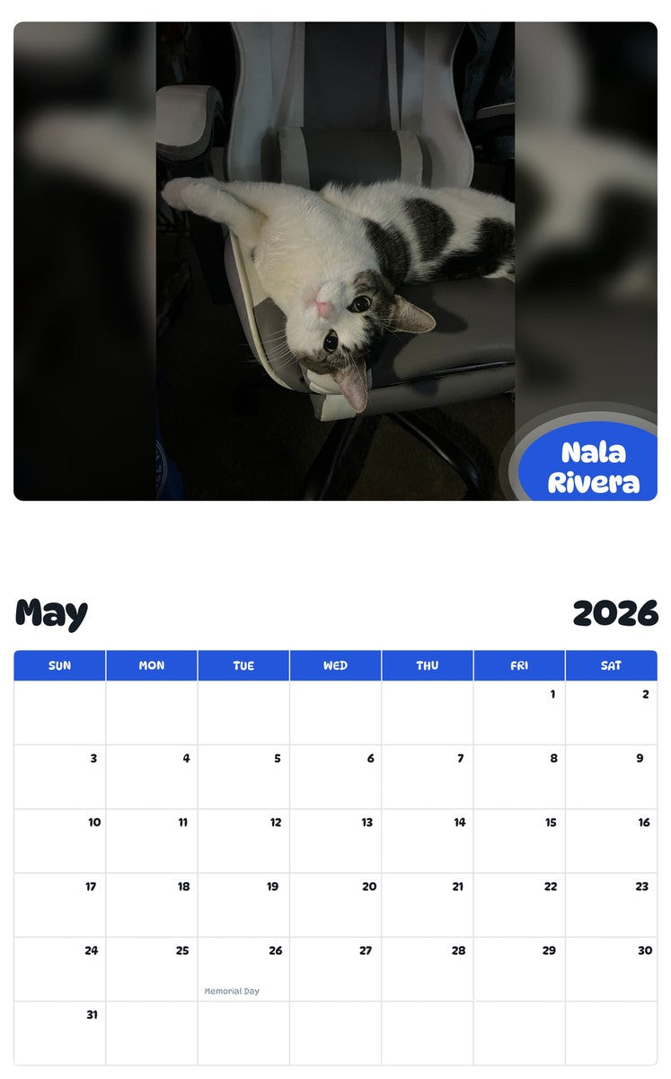 2026 - 2027 Nala Rivera - Pawidols Pet Calendar