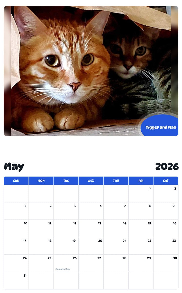 2026 - 2027 Tigger and Max - Pawidols Pet Calendar