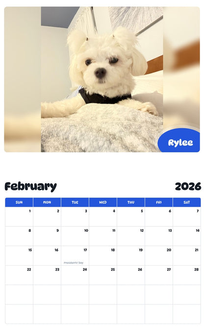 October 2025 - September 2026 Rylee - Pawidols Pet Calendar