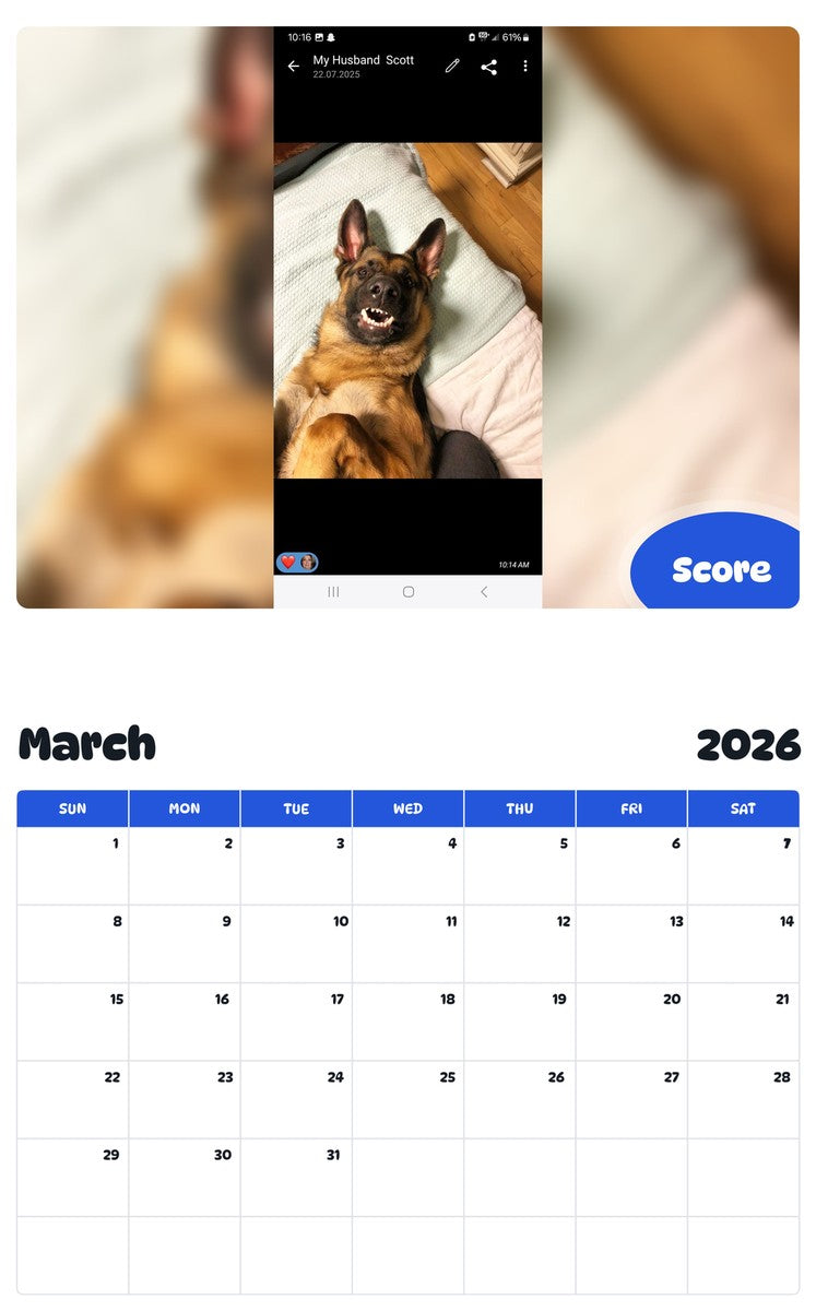 November 2025 - October 2026 Score - Pawidols Pet Calendar