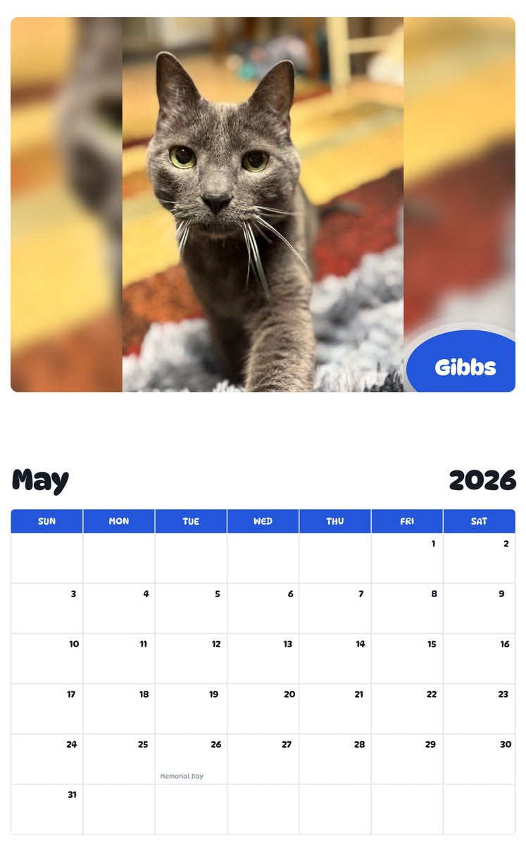 2026 - 2027 Gibbs - Pawidols Pet Calendar