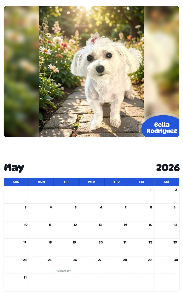 2026 - 2027 Bella Rodriguez - Pawidols Pet Calendar