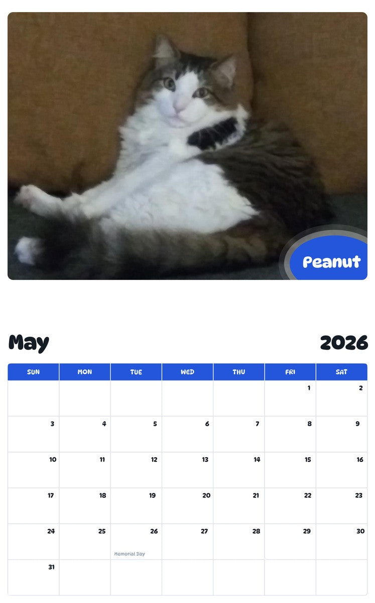 2026 - 2027 Peanut - Pawidols Pet Calendar