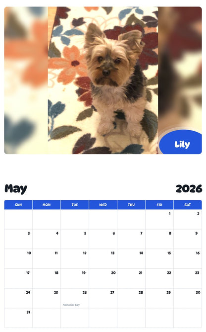 2026 - 2027 Lily - Pawidols Pet Calendar