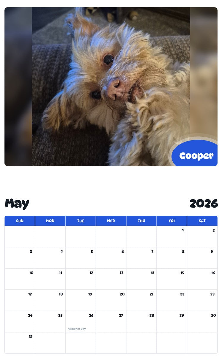 2026 - 2027 Cooper - Pawidols Pet Calendar