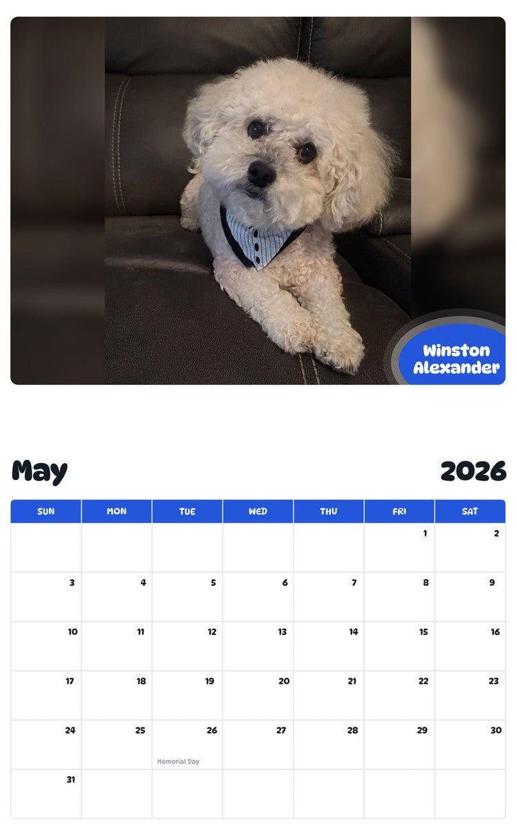 2026 - 2027 Winston Alexander - Pawidols Pet Calendar