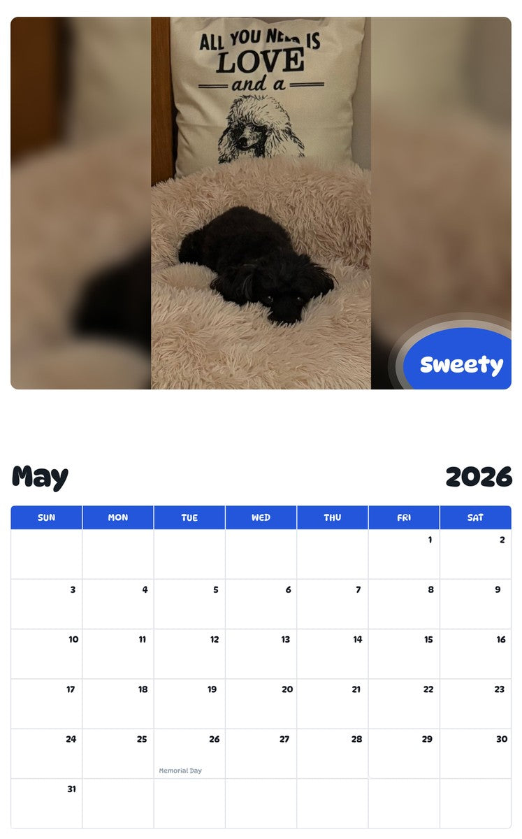 2026 - 2027 Sweety - Pawidols Pet Calendar