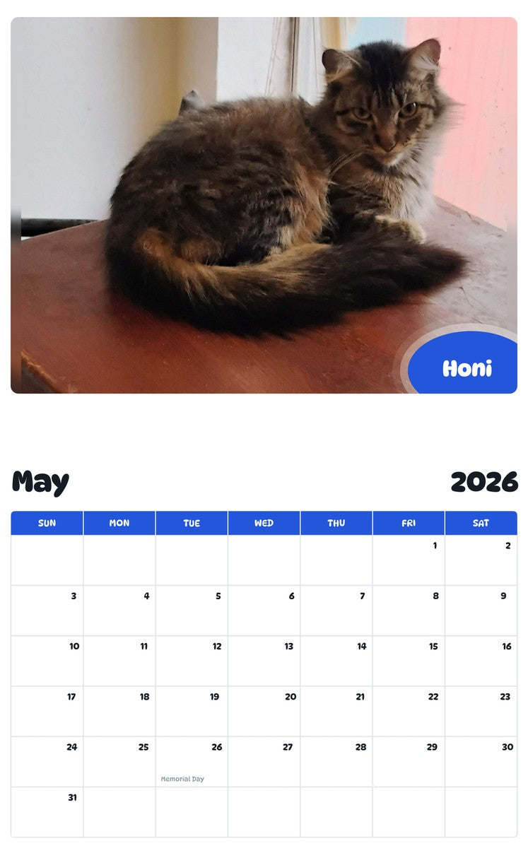 2026 - 2027 Honi - Pawidols Pet Calendar