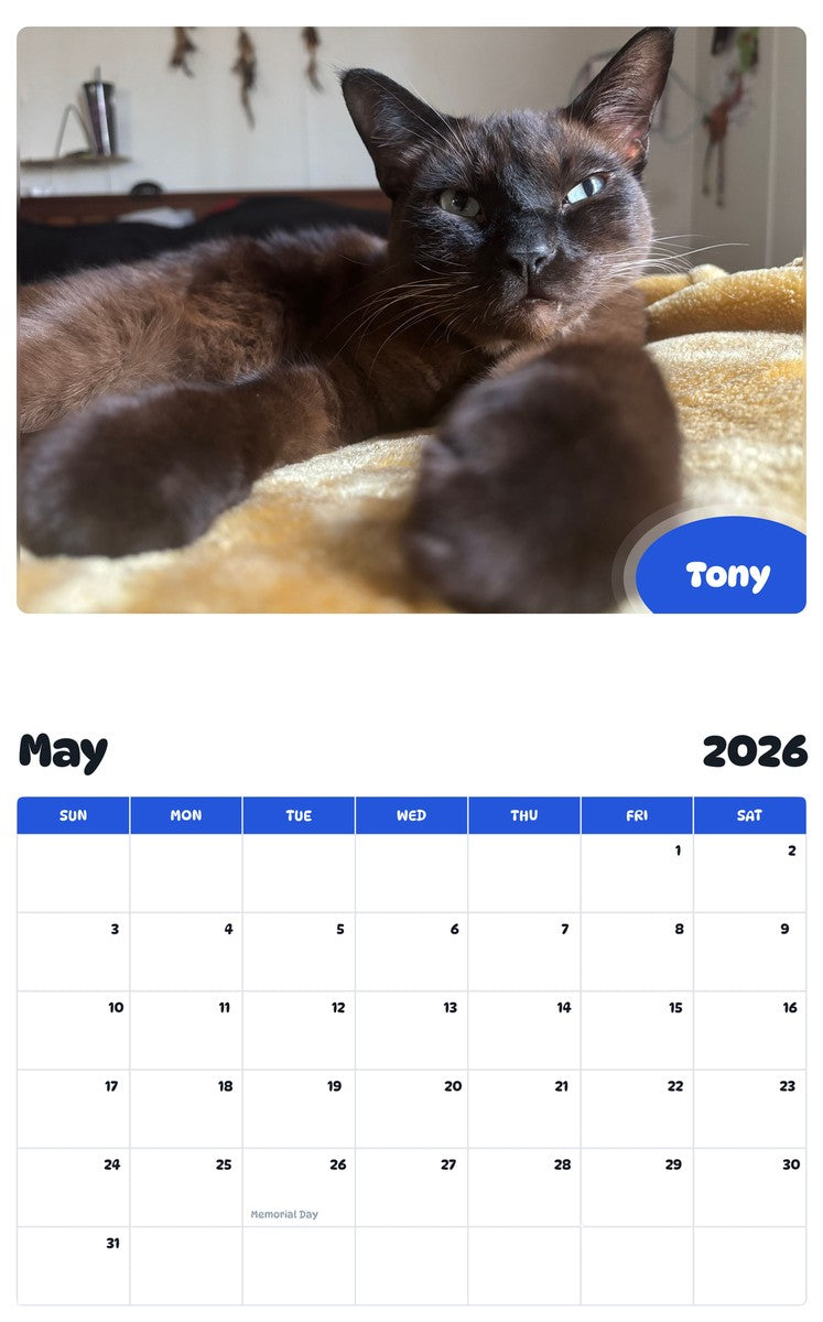 2026 - 2027 Tony - Pawidols Pet Calendar