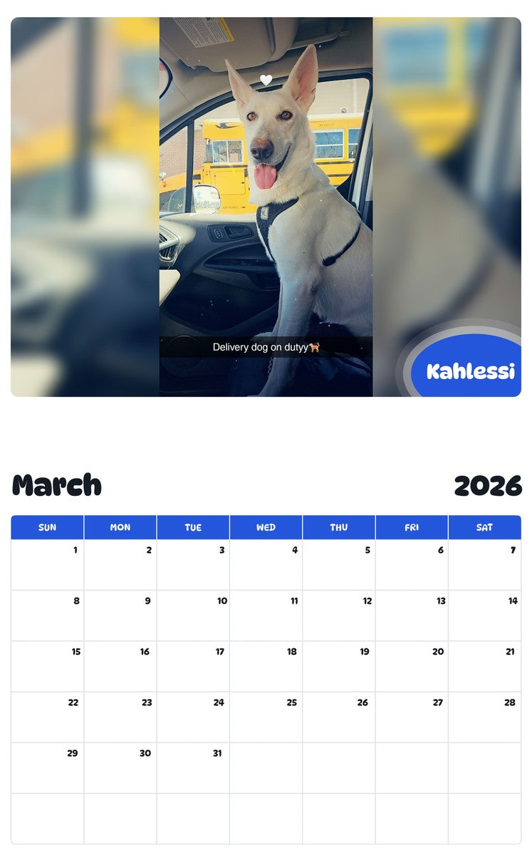 November 2025 - October 2026 Kahlessi - Pawidols Pet Calendar