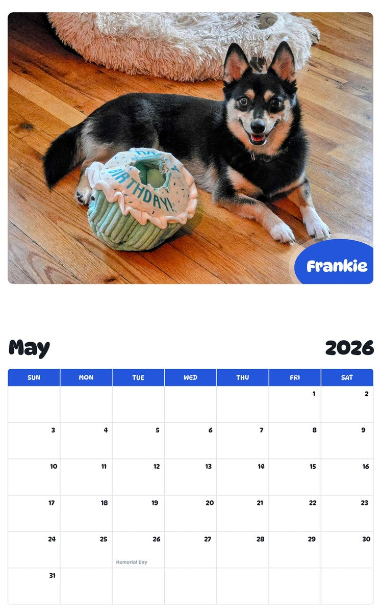 2026 - 2027 Frankie - Pawidols Pet Calendar