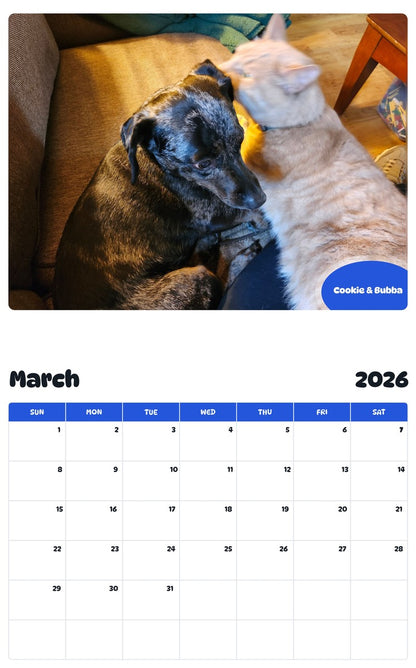 November 2025 - October 2026 Cookie & Bubba - Pawidols Pet Calendar