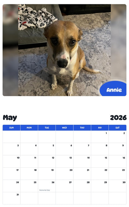 2026 - 2027 Annie - Pawidols Pet Calendar