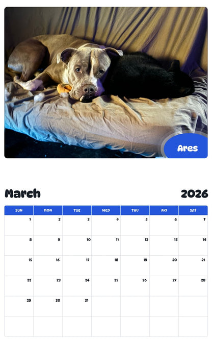 November 2025 - October 2026 Ares - Pawidols Pet Calendar