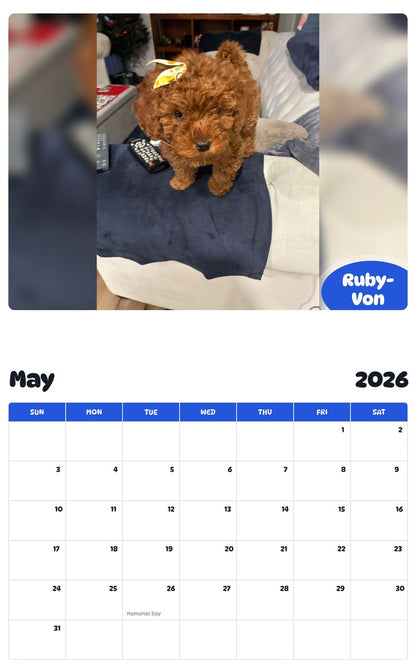 2026 - 2027 Ruby-Von - Pawidols Pet Calendar