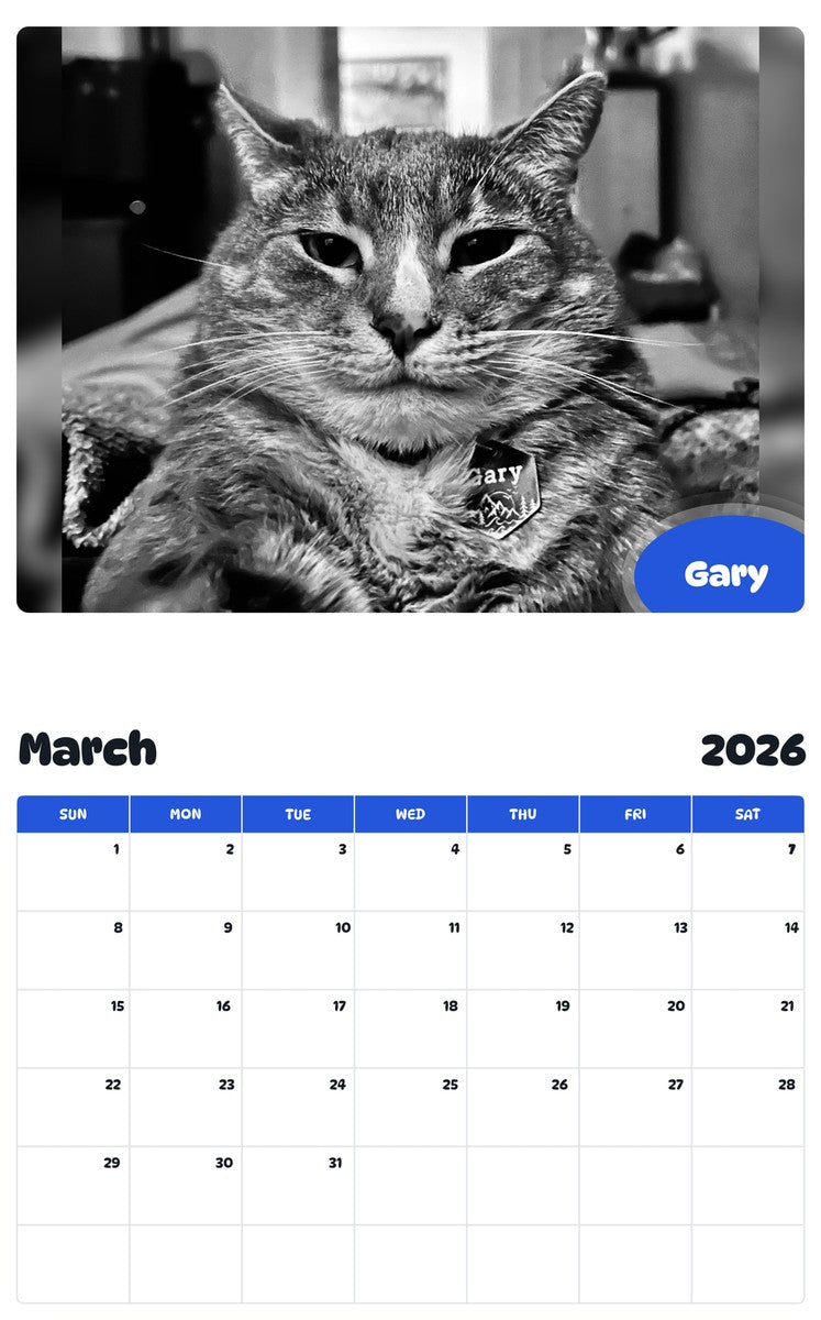 November 2025 - October 2026 Gary - Pawidols Pet Calendar