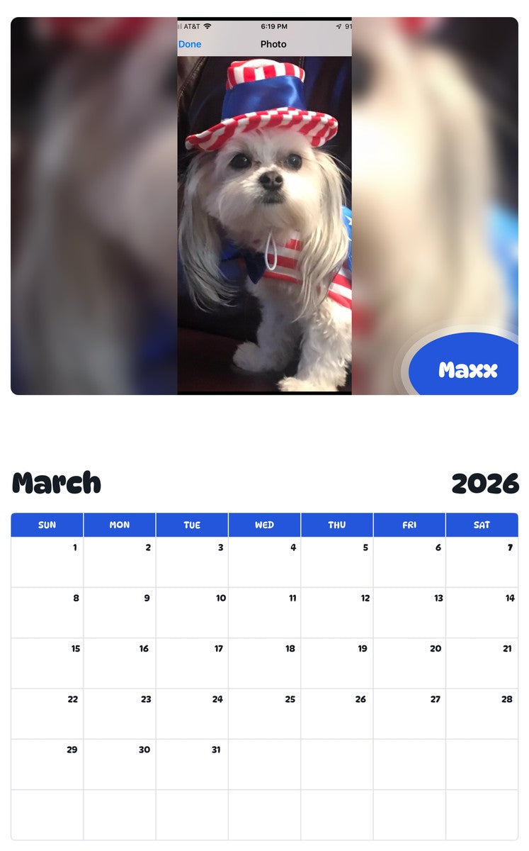 November 2025 - October 2026 Maxx - Pawidols Pet Calendar