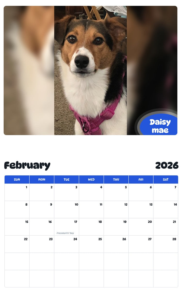 October 2025 - September 2026 Daisy mae - Pawidols Pet Calendar