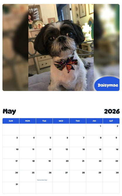 2026 - 2027 Daisymae - Pawidols Pet Calendar