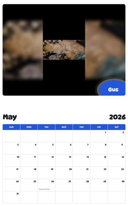 2026 - 2027 Gus - Pawidols Pet Calendar