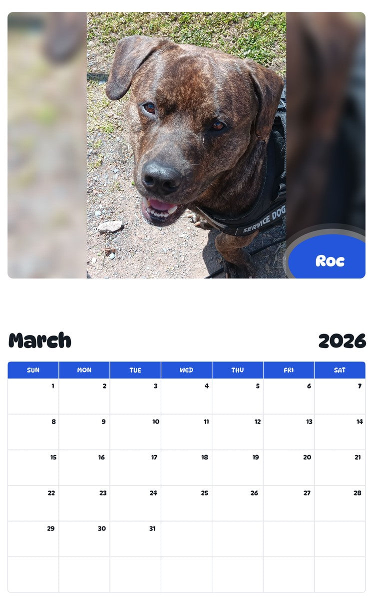 November 2025 - October 2026 Roc - Pawidols Pet Calendar