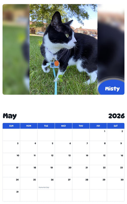 2026 - 2027 Misty - Pawidols Pet Calendar