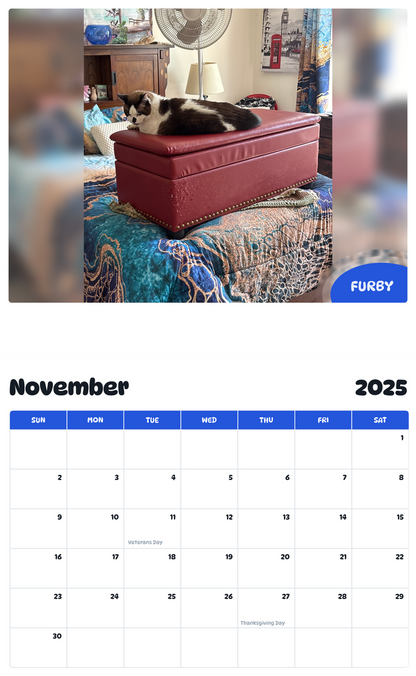 July 2025 - June 2026 Furby - Pawidols Pet Calendar