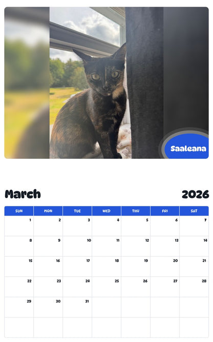 November 2025 - October 2026 Saaleana - Pawidols Pet Calendar