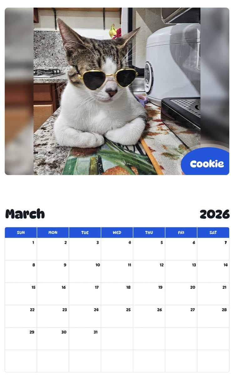 November 2025 - October 2026 Cookie - Pawidols Pet Calendar