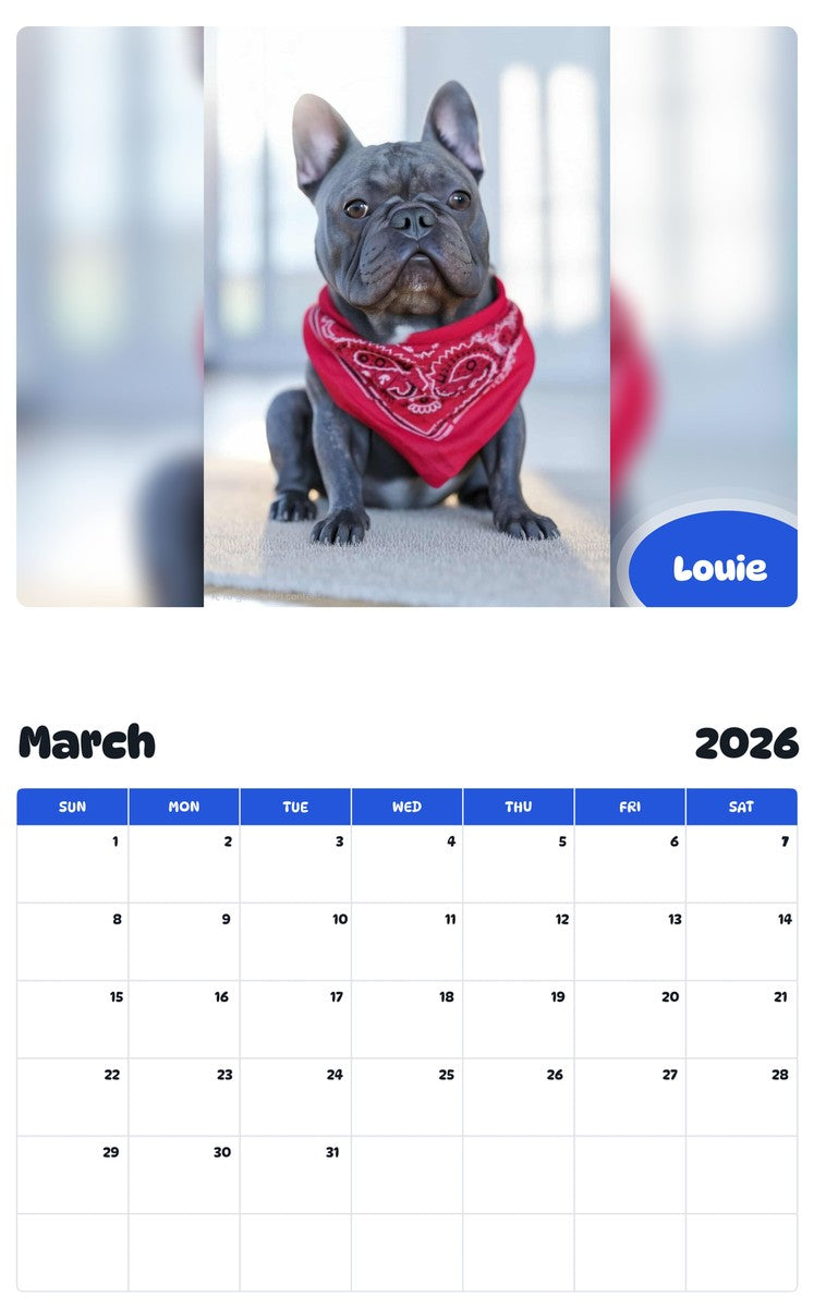 November 2025 - October 2026 Louie - Pawidols Pet Calendar