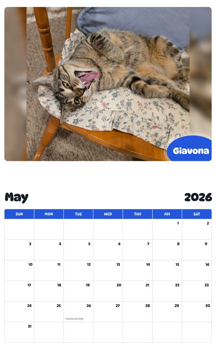 2026 - 2027 Giavona - Pawidols Pet Calendar