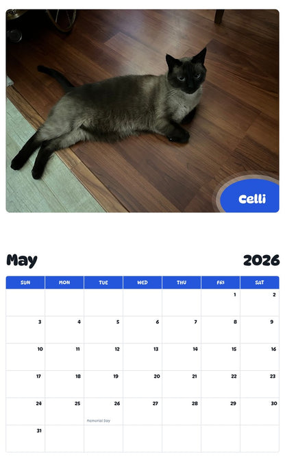 2026 - 2027 Celli - Pawidols Pet Calendar