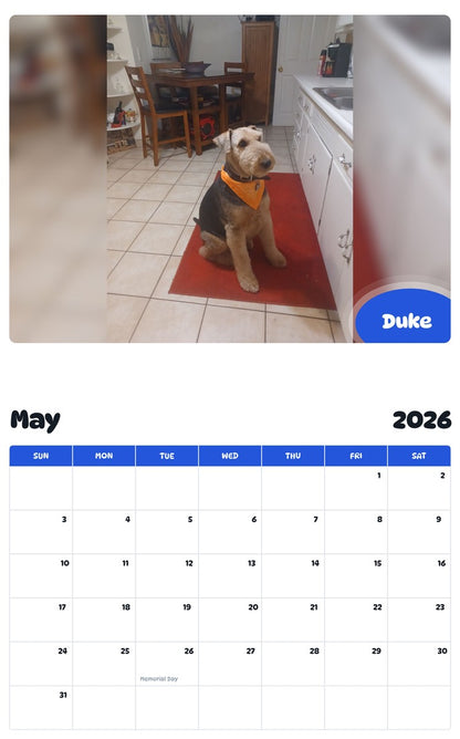 2026 - 2027 Duke - Pawidols Pet Calendar