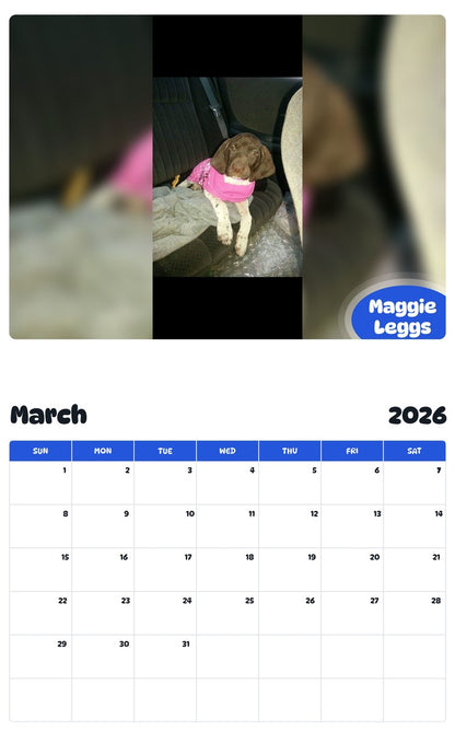 November 2025 - October 2026 Maggie Leggs - Pawidols Pet Calendar
